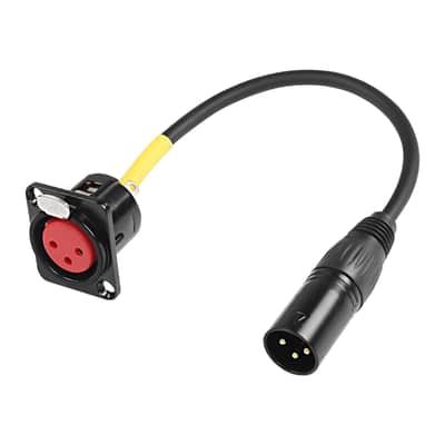 D-Type XLR Female Panel Mount to XLR Male Connector Pass Through Cable,3 Pin Mic XLR Feed/Pass Thru Converter Compatible with Microphone - 30cm/11.8inch 1 Pcs image 1