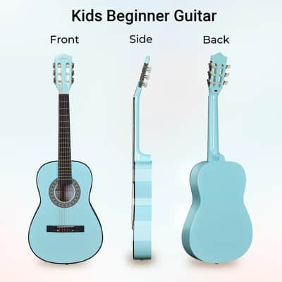 ADM Beginner Acoustic Classical Guitar 38 Inch Nylon Strings Wooden Guitar Bundle Kit for Kid Boy Girl Student Youth Guitarra Online Lessons with Gig Bag, Strap, Tuner, Strings, Cyan Green image 2