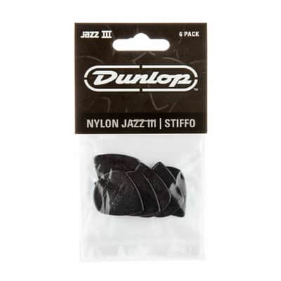 Dunlop Nylon Jazz III  Black STIFFO Guitar Picks 47P3S Nylon image 1