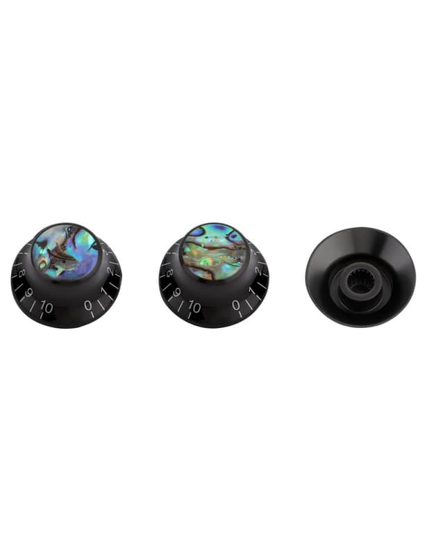 Guitar Knobs Abalone Top Speed Control Knob 6mm Shaft Pots Volumn Tone Knobs Compatiable with Strat Stratocaster Electric Guitar Set of 3Pcs Black with Abalone Top. image 1