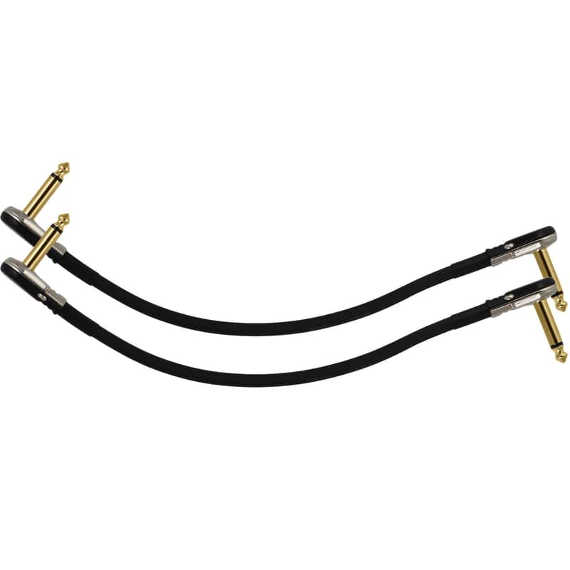 2-Pack 2 Ft S-Shape Castline Gold Mogami 2524 Guitar Pedal Board Patch Cable TS Low Profile Pancake Connector image 1