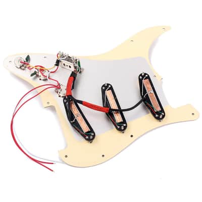Stratocaster Style Loaded SSS Prewired Pickguard and Double Coil Pickup, Cream-Cream image 3