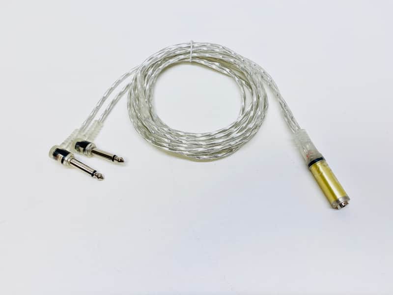 Splitter Clear Silver Female to (2) Male Y-Cable For ROLAND BOSS V-Drum  Cable Cord L-Plug Right Angle image 1