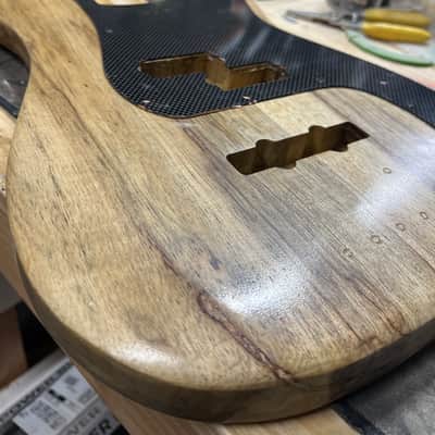 Madlad Instruments Exotic Finished Black Limba PJ-Route Precision Bass PBass Body/Pickguard Combo (made with pride in north Texas) image 6