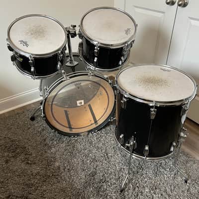 1980s Ludwig Hollywood Drum Set – Original Black Cortex – 6‑Ply Maple – B/O Badges image 2