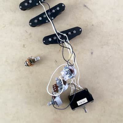 1989 Vintage Fender Japan MIJ Strat Pickup Set Relic Wiring Harness Pots Black Bobbins Post JV Era image 8
