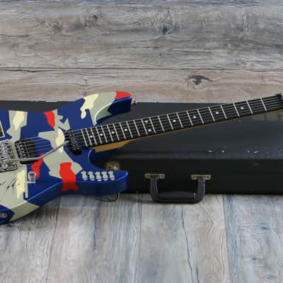 Vintage Signed Twice! ESP Kamikaze II George Lynch Signature 1988 Blue Camo + OHSC image 1