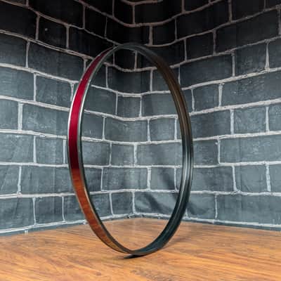22" Metallic Red Bass Drum Hoop – Steel Black Hoop w/ Red Wrap – Player‑Grade image 3
