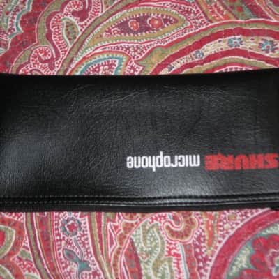 lightly used very clean 1980s Shure microphone pouch, outer areas are black vinyl with a very light reptile texture/appearance & one area has a red & silver graphic / inside is black / black zipper (NO microphone) 10 inches W, 4 & 1/2 inches H image 12