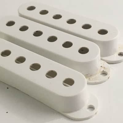 3 Genuine Fender Pure Vintage Strat Pickup Covers Electric Light NOS Relic White USA Made image 6