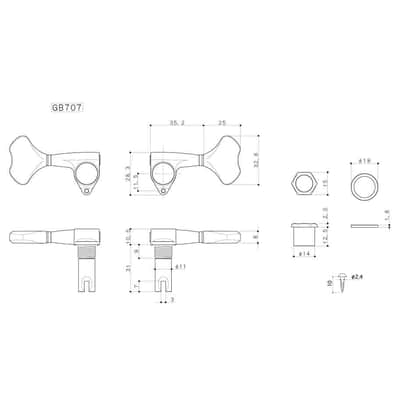 Gotoh GB707 Chrome Bass Machine Heads Set of 4 Inline image 6
