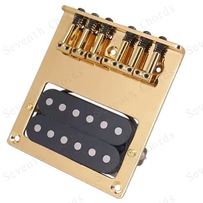 Gold Vintage Tele Style Guitar Bridge with Humbucker Pickup image 4