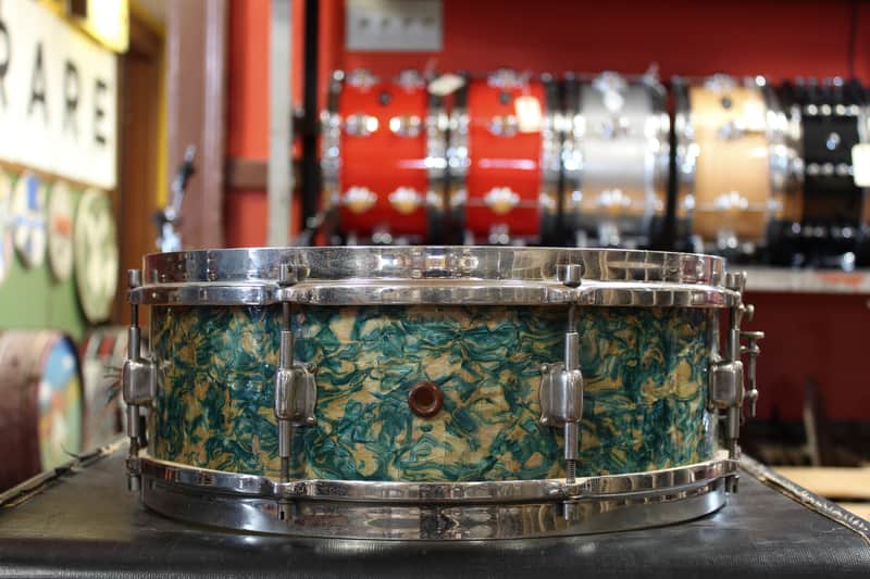 1930s Leedy 5x14 Professional Model Snare Drum in Rainbow Pearl image 1