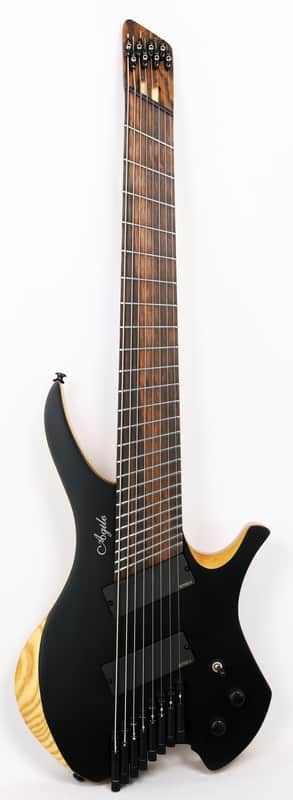 Agile 8 String Multi-Scale Fan Fret Chiral Nirvana 82528 Black Headless Electric Guitar image 1
