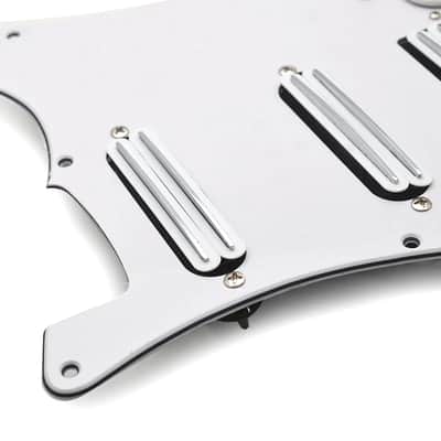 White HSS Guitar Loaded Prewired Strat Style Pickguard, Multi Switches System image 4