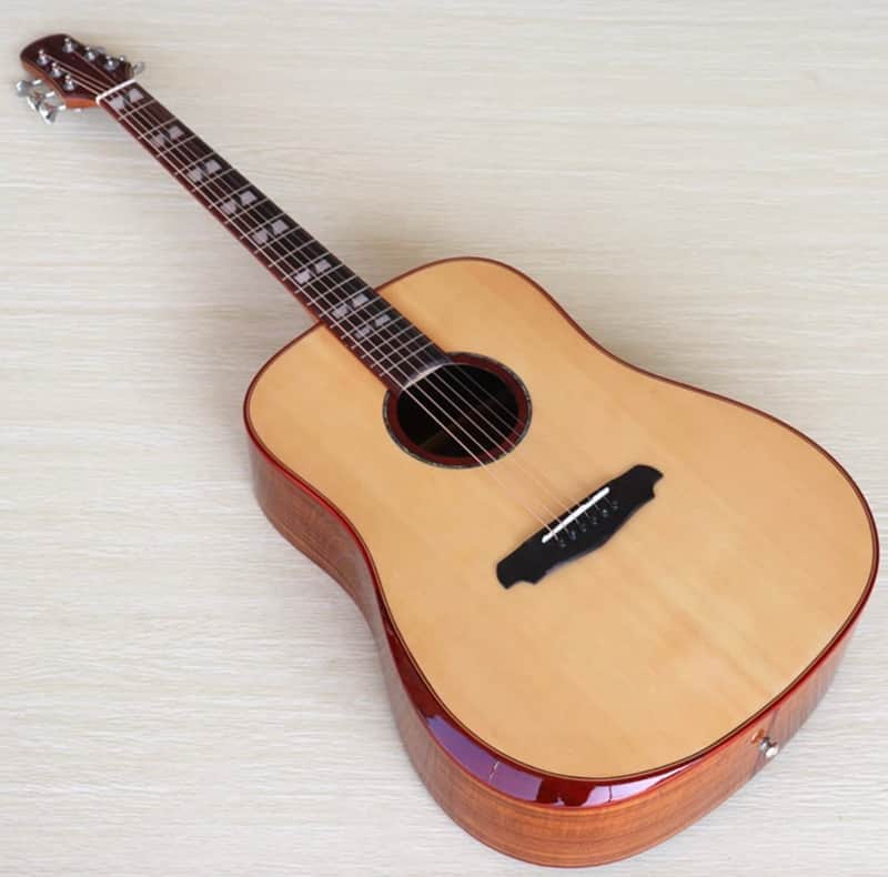 Handmade Custom 6 String Acoustic Guitar, Solid Spruce Top Body, Mahogany Wood Neck image 1