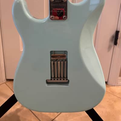 Partscaster Thinline S-Style (Semi-hollow Fender Strat) - Daphne Blue image 6