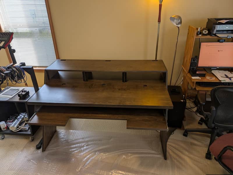 Output Platform Studio Desk 2018 with Keyboard Tray and Risers - Kodiak Brown image 1