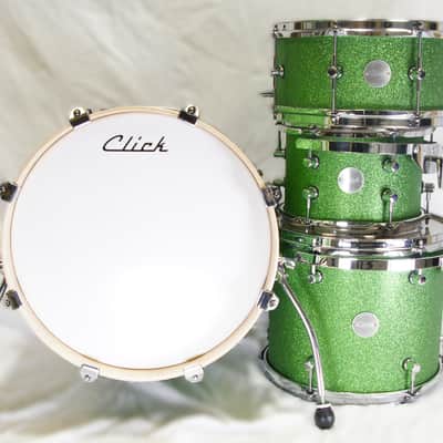 Click Icon 4pc Maple Drum Set Green Satin Sparkle Shell Pack 16 13 10 13 image 17