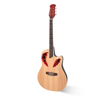 41 inch Cutawary Round Back Acoustic Guitar Spruce Top Grape Hole 2020s - Burlywood image 6