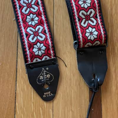 NEAR-MINT vintage 1960's ACE Bob Dylan hendrix clapton guitar strap rare red floral kurt cobain hootenanny image 3