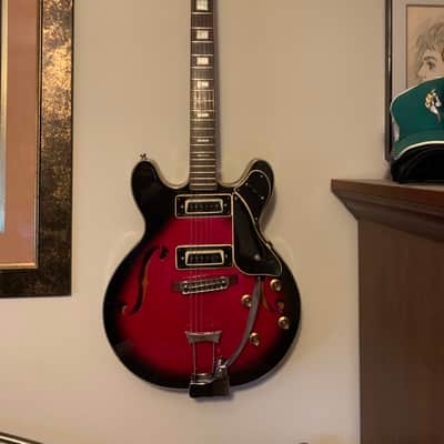 RARE MIJ Univox Vintage 1960s Coily Semi Hollow 335 Electric Guitar w/ Trem & Case! image 1