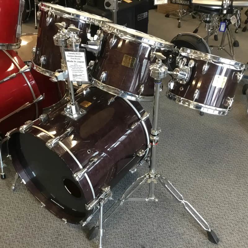 Yamaha Birch Custom Absolute Six Piece Shells (5 Drums) - Plum - See Through Grain MIJ Japan image 1