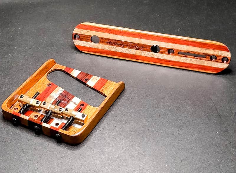 Hillbilly Guitars Custom Exotic Wood Fender Telecaster Bridge w Brass Comp Saddles image 1
