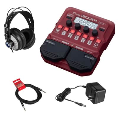 Zoom B1 FOUR Bass Multi-effects Processor with Zoom AD-16 Power Supply, 1/4" TRS Cable and StreamEye Cans50 Professional Studio Headphones image 2