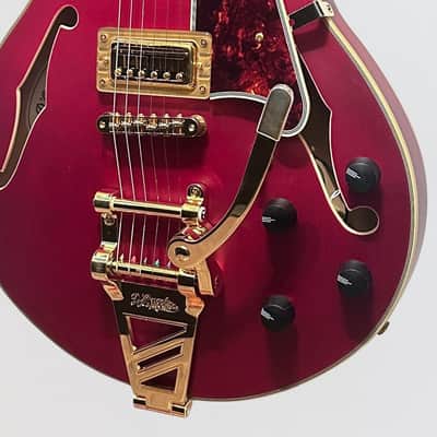 D'Angelico Deluxe Bob Weir SS 3 Semi-Hollow Electric Guitar - Satin Trans Wine image 6