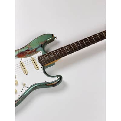 Fender CUSTOM SHOP STRATOCASTER 1965  - SUPER HEAVY RELIC SF Aged Sherwood Green Metallic over 3 Ton Sunburst image 11