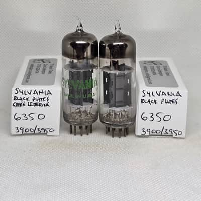 Sylvania 6350 Black Plate Horseshoe Getter Matched (1.2%) Pair NOS