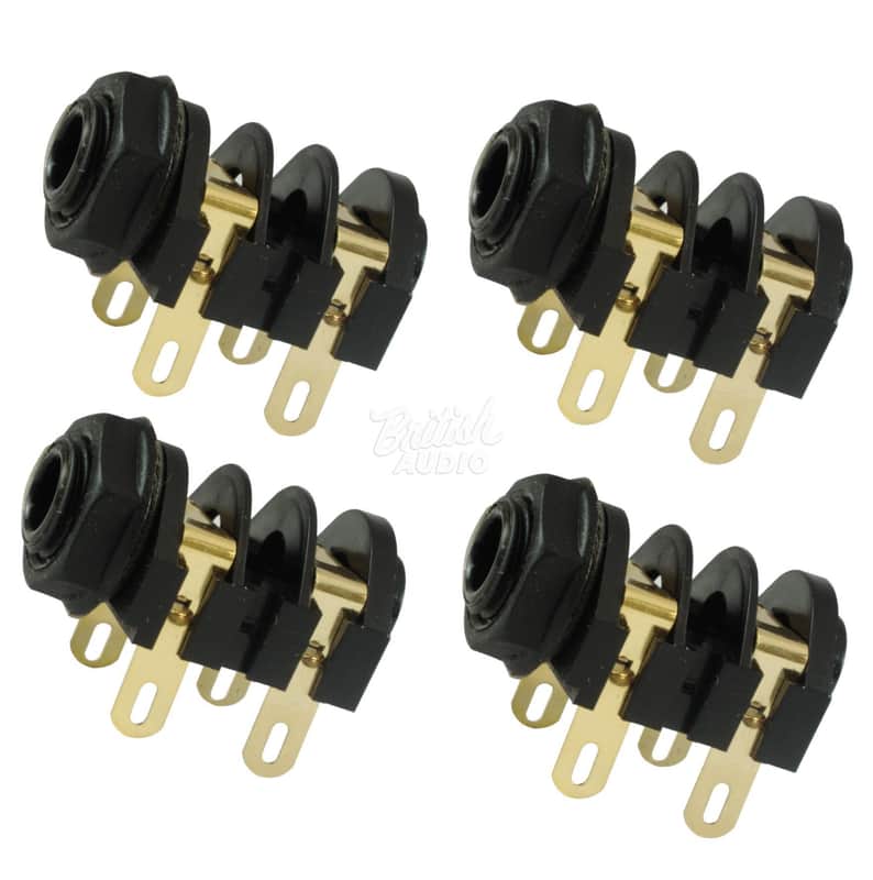 4 x Marshall® Speaker Output Jack Upgrade / Cliff UK 1/4" ~ Black Nut, Gold Contacts image 1