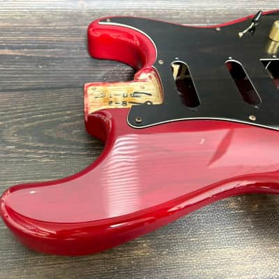 90s Charvel CST-060-SSH Stratocaster Body Ash See-throw Red/Plate Made in Japan image 6