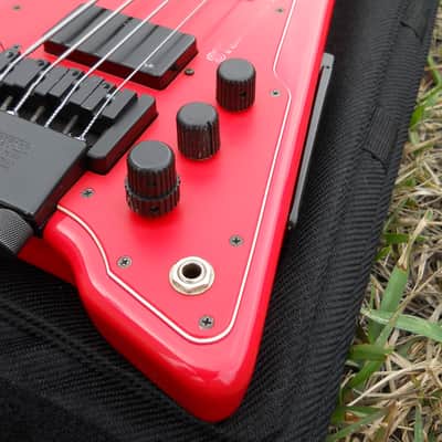 1987 Steinberger XP-2 4 String HEADLESS Bass Guitar, Active EMG's, ORIGINAL RED image 3