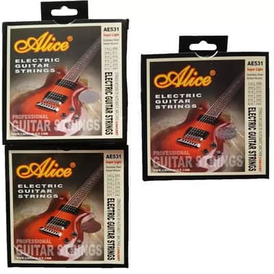 Alice Electric Guitar Strings NICKEL & STAINLESS STEEL 3 Set Bundle .009 - .042 image 2