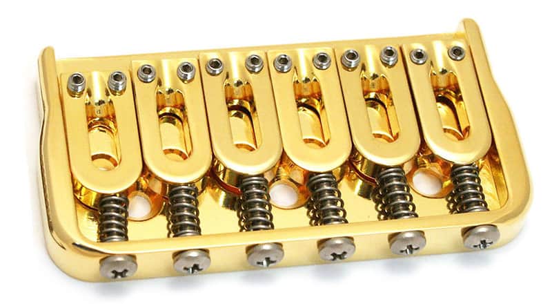 Hipshot 41060G 6-String Hardtail Fixed Electric Guitar Bridge .125" - GOLD image 1