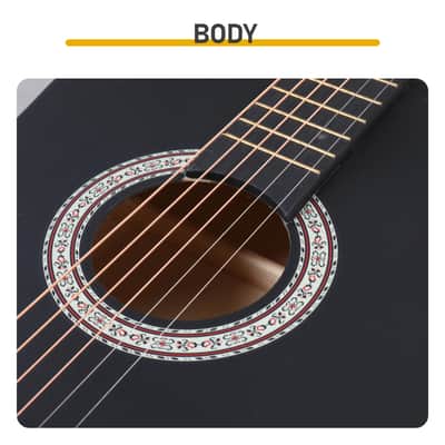 Cxxss Matte Black 38-inch Round Acoustic Guitar with Picks, Strings, Capo, Case, Tuner, and Strap image 9