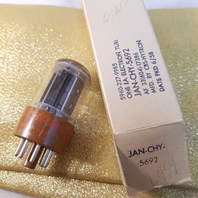 CBS perfect Matched Pair (2) JAN-CHY-5692 tNOS AT1000 TESTED Vacuum Tubes military brown base premium like 6SN7 dual triode 1956-1958 image 2