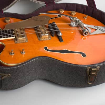 Gretsch Model 6120 Chet Atkins Hollowbody Thinline Hollow Body Electric Guitar (1965), original grey hard shell case. image 14