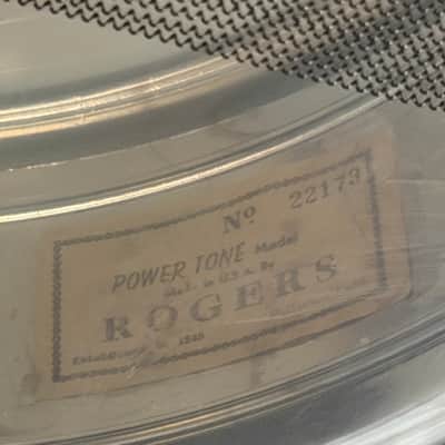 Rogers Fullerton Era 5 x 14 Powertone Chrome over Brass COB snare; Super clean! image 9