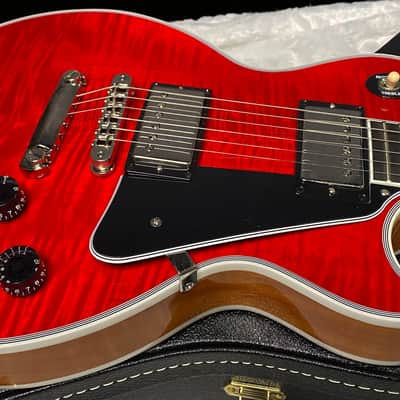 NEW! Gibson Dealer Select Custom Shop Les Paul Custom AAA Figured Flame Top - Transparent Red / Natural Back - Authorized Dealer - WOW! 9.5 lbs - G07455 image 4