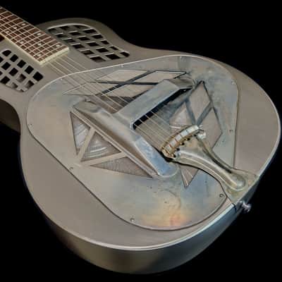 Tricone Metal Resonator Guitar - 'Relic' Nickel Effect Body image 9