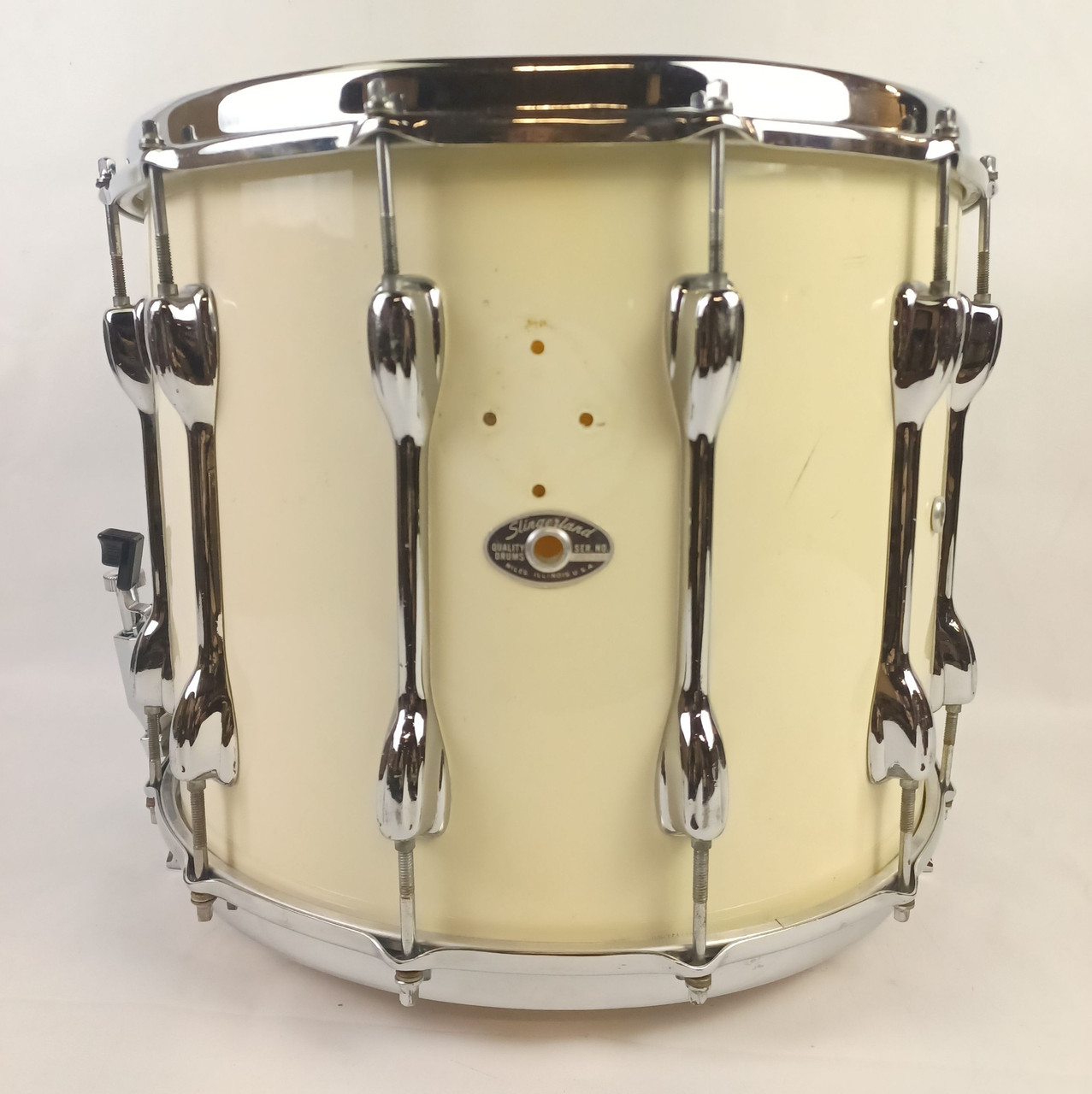 Slingerland 12x15"12Lug TDR White Gloss Marching Snare Drum Vintage70s Maple USA — main photograph