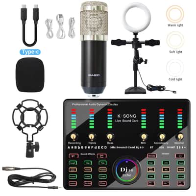 Sound Card Mobile Phone Bluetooth K Song Microphone Condenser Wireless Microphone Sound Card Dedicated Full Set image 14