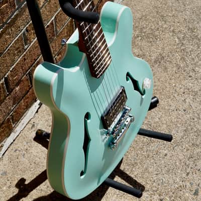Fender Tom DeLonge Starcaster Rosewood Fingerboard Chrome Hardware Satin Surf Green image 5
