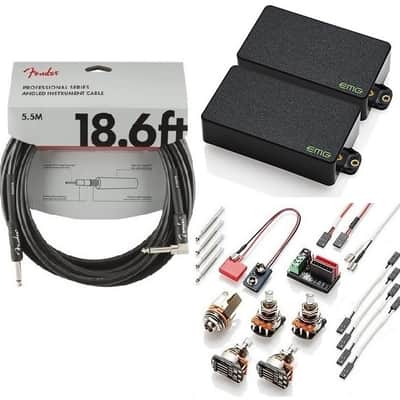 EMG KH-BB Set Kirk Hammett Bone Breaker Black Active Humbucker Short Shaft Pots (FENDER 18FT CABLE) image 1