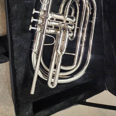 Moz (Advanced Monel Pistons) Marching Mellophone Key of F with Case - Nickel Plated Finish image 3