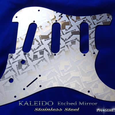 'Kaleido' Pickguard Fender SSS Stratocaster Etched Polished Mirror Metal Chrome Strat Guard image 4