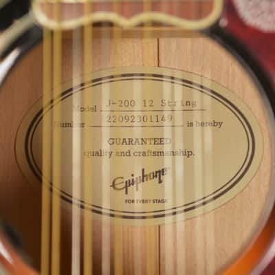 2022 Epiphone J-200 Studio 12-String - Vintage Burst image 4